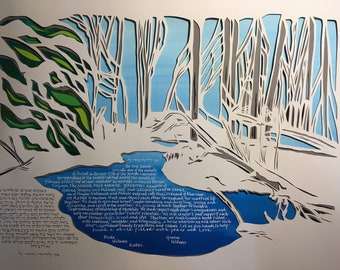 Winter Woods Papercut Ketubah - Handschnitt - HandSchriftzug Hebräisch und Englisch