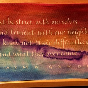 Gandhi Be lenient with our neighbours calligraphy image 3