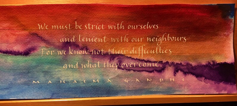 Gandhi Be lenient with our neighbours calligraphy image 3
