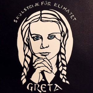 PaperCut Portrait - GRETA THUNBERG - schwedische Teen Klima Aktivist - Führer der Euro-Schule-Streiks