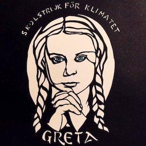 Papercut Portrait GRETA THUNBERG Swedish teen climate activist leader of the Euro School Strikes image 1