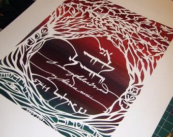 Papercut Artwork - commemoration of Anniversary - original papercut lettering and design