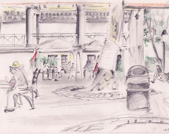 Columbus Park in Chinatown NYC - 8x10 inches