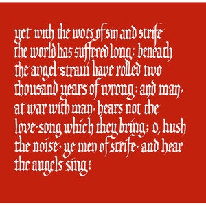 Hear the Angels Sing - Feiertagskarten - 4er Set - Gotische Kalligraphie - Schwarzschrift