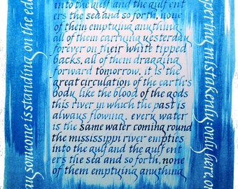 And the Mississippi River... card with calligraphy setting of poem