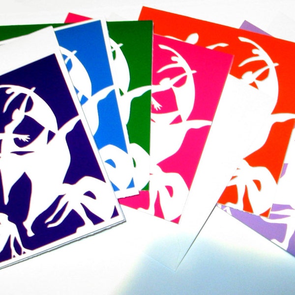 Nine Ladies Dancing Cards - set of 10  - 5.25 x 5.25 with 6x6 envelopes