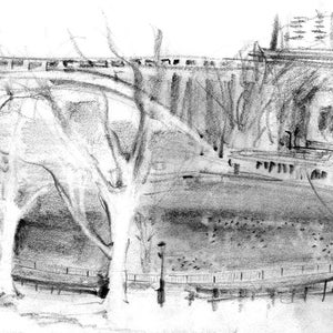 Inwood Hill Park Lake View - NYC - Alto Manhattan - 8x10 print of original drawing