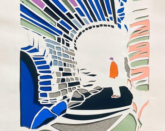 Papercut artwork - layered colors - Ft Tryon Underpass Shadows