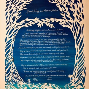 Moonlight Double Happiness Papercut Ketubah Handschriftzug Auf englisch Bild 2