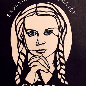 Papercut Portrait GRETA THUNBERG Swedish teen climate activist leader of the Euro School Strikes image 2