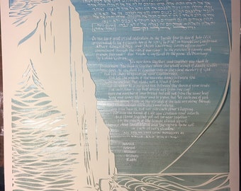 Kahlil Gibran Dovers klippor Pappersklippt Ketubah: Hebreisk och engelsk bröllopskonst