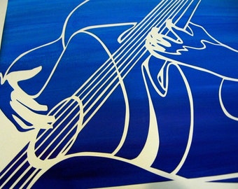 Guitarist - handcut papercut portrait - musician