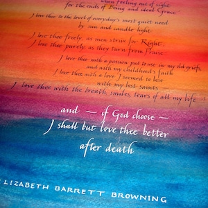 Hoe kan ik liefde Thee - Elizabeth Barrett Browning gedicht - ACEO afdrukken