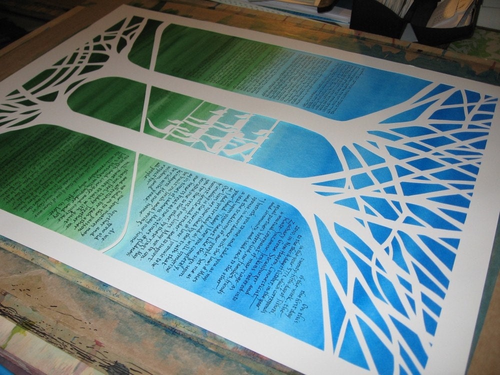 Papercut Ketubah Two Tall Trees Ani L'dodi Beloved - Etsy