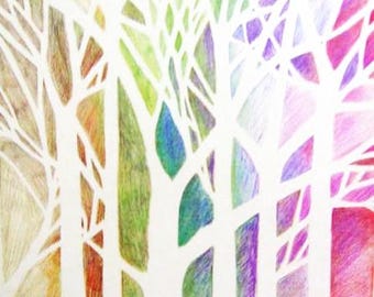 Linden Tree ACEO - pastel colors - 2.5 x 3.5 inches