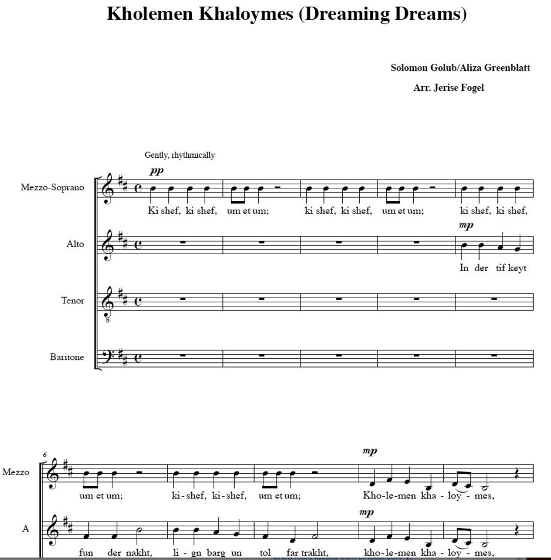 PIF Kholemen Khaloymes Dreaming Dreams Yiddish Choral Etsy