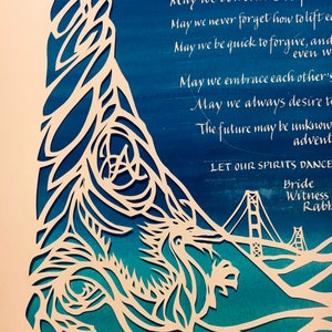 Moonlight Double Happiness Papercut Ketubah Handschriftzug Auf englisch Bild 1