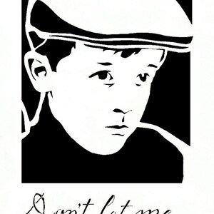 Carte PIF - Don't Let Me Down - image au pochoir - impression 4,25 x 5,5 pouces sur le carton - Enveloppe A2 incluse