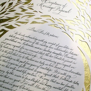 Conjunto PERSONALIZADO de dos propuestas de boda nigerianas y cartas de aceptación con pintura y caligrafía cortadas en papel