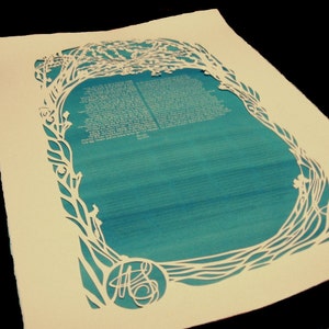 Cuáquero Wedding Certficate - Flores - Ketubah - Papercut Artwork