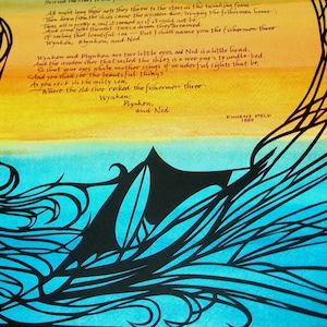 Childrens Poem - Wynken Blynken and Nod - Papercut Artwork Painting and