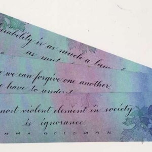 Set of 3 Hand Lettered Bookmarks Original Calligraphy Quotes by Emma Goldman and Pyotr Kropotkin image 3