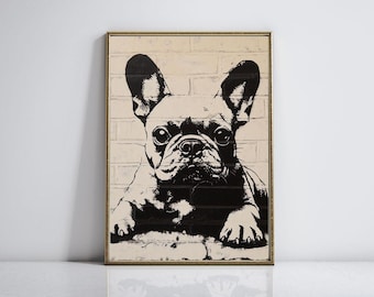 Franse Bulldog Home Decor Art Print, Frenchie Art Lovers Street Art, perfect voor hondenliefhebbers
