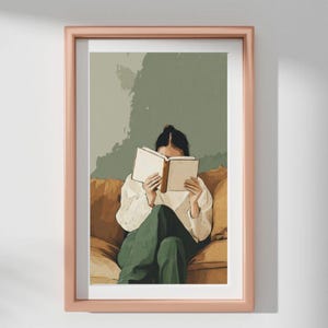 My Happy Place Book Lover Print, Art Print for Book Lovers and Readers, Relaxing Art for Readers and Couch Loving Relaxation Enthusiasts