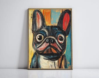 Wall Art Print Franse Bulldog, perfect voor liefhebbers van Franse Bulldogs, afdrukbaar schilderij Franse Bulldog