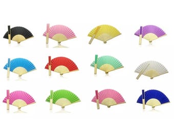 Folding Hand Fan Paper Bamboo Portable Cooling Fan Summer Wedding Party Festival