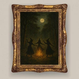 Vintage Witch Halloween Art Print: Rustic Witchy Decor (Digital Download
