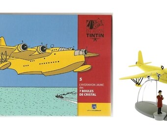Collection en avion Tintin N.5 L’hydravion Jaune - Les 7 Boules De Cristal + livret