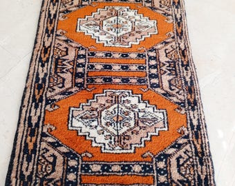 1x2 Rug,Small Hand Woven Wool Rug,Small Antique Afghan Carpet,Vintage Rug,1x2 Small Design Wool Rug,Gift Case For Special Occasions 1x1.8 ft