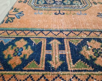 2x4 Doormat Rug, Small Vintage Rug,Handmade Oushak Rug,Design Wool Rug, 2x4 Antique Faded Red Rug,Home Decor Rug, Turkish Rug, 1.11x4.6 Ft