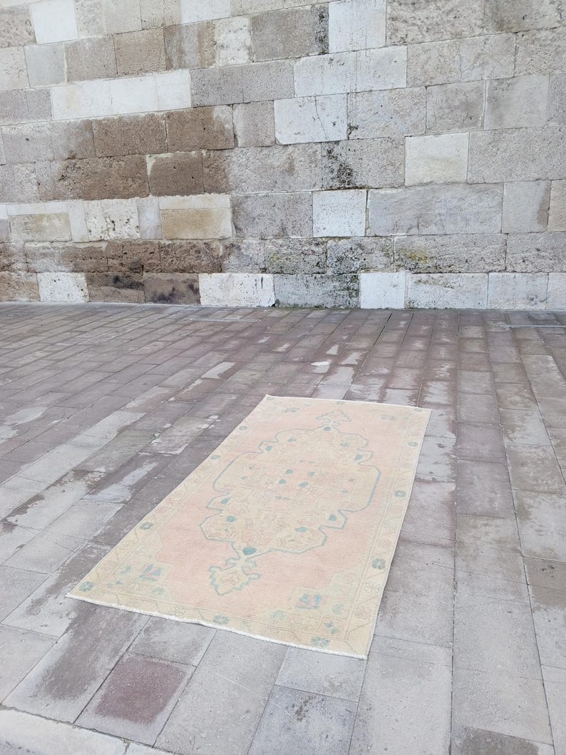 Pastle Color Rugs Muted Pastel Pink Area Rug 4x8, Ft Soft Blue Oushak Rug, Vintage ...
