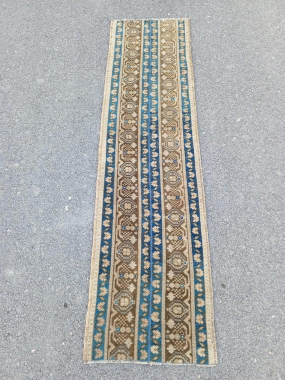 ヴィンテージトルコランナーラグ：パッチワーク廊下敷きラグ（1.11x6.8
