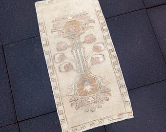 2x3 Rug, Small Soft Rug,Anatolia Rugs, Wool Turkish Rug,Handmade Small Rug,2x3 Small Oushak Rug,Home Design Rug,Small Pale Color Rug,1.7x2.1