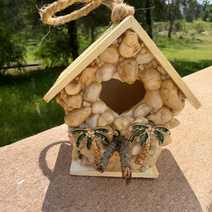 Mini Stone Birdhouse + Outdoor Garden Gift + Beach Lovers Birdhouse + Indoor Outdoor Birdhouse