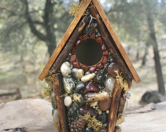 Stone Birdhouse Chimney Nature Lovers Gift For Dad RocksnTwigs