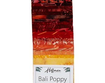 Hoffman Batik Fresh Linen - Bali Poppy Fabric 20 2.5/" Jelly Roll Strips