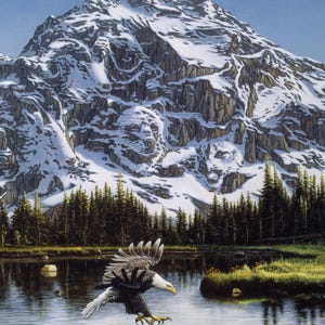 35&quot; Digital Fabric Panel - David Textiles Mountain Majesty Eagle Mountain Lake