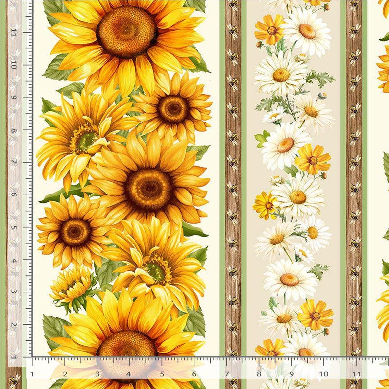 You Are My Sunshine Fabric | 11" Sunflower Stripe | Timeless Treasures ...