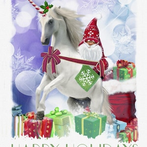 35&quot; Digital Fabric Panel - David Textiles Christmas Unicorn Holiday Scene