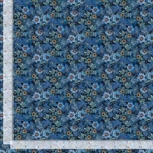 Calico Cat Fabric | Tiny Packed Floral Blue | Timeless Treasures YARD