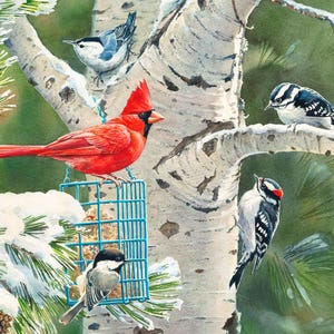 35&quot; Fabric Panel | David Textiles Digital Christmas Birds & Tree Cardinal Scene