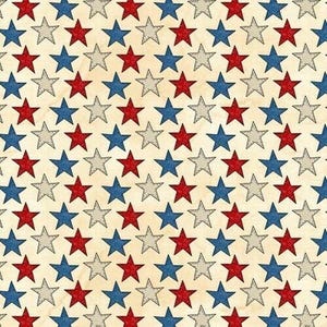 Patriotic Fabric | American Honor Red Blue Stars on Cream | Blank Quilting YARD