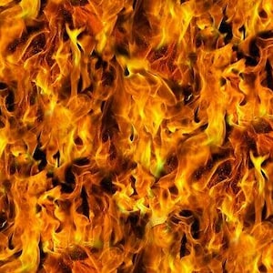 Under Fire Fabric - Orange Flames on Black - Elizabeth's Studio YARD
