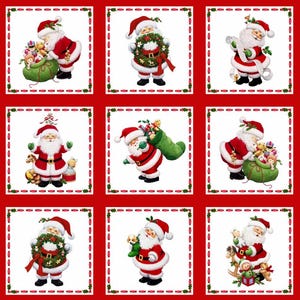 24&quot; Fabric Panel | Elizabeth&#39;s Studio Christmas Santa&#39;s List Santa Claus Red