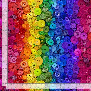 Sewing Fabric | Rainbow Button Wave Stripe | Timeless Treasures YARD