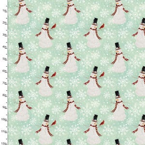 Christmas Fabric | 3 Wishes Home for Holidays Snowman Snowflake Toss Blue YARD